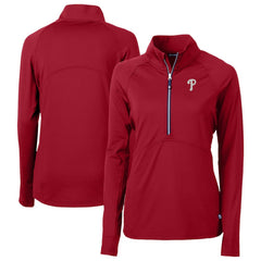 Philadelphia Phillies Cutter & Buck Women's  DryTec Adapt Eco Knit Stretch Recycled Raglan Half-Zip Top | MLB Sale