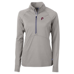 Philadelphia Phillies Cutter & Buck Women's Cooperstown Collection DryTec Adapt Eco Knit Stretch Recycled Raglan Half-Zip Top | MLB On Sale