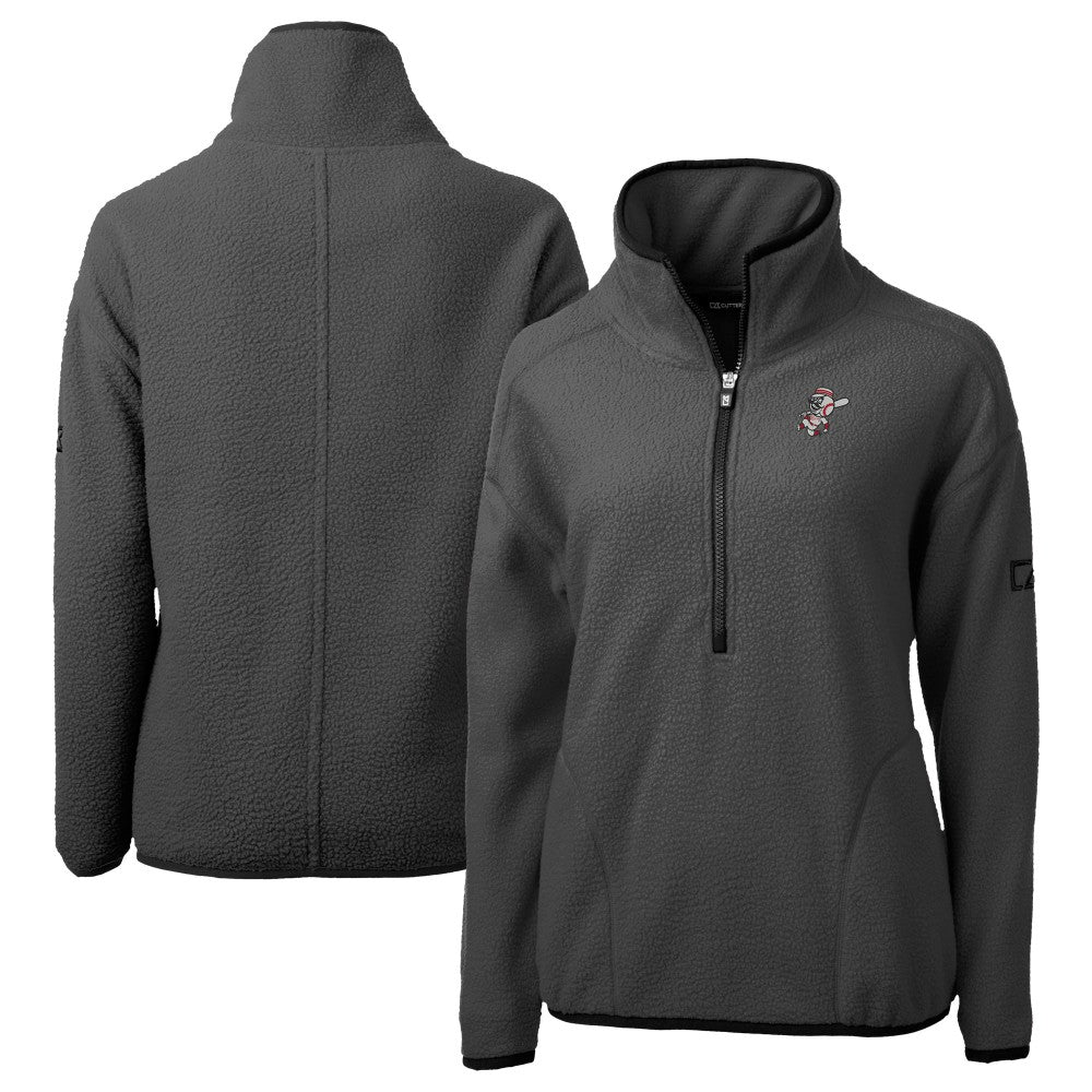 Cincinnati Reds Cutter & Buck Women's Cooperstown Collection Cascade Eco Sherpa Fleece Half-Zip Pullover Jacket | MLB Sale
