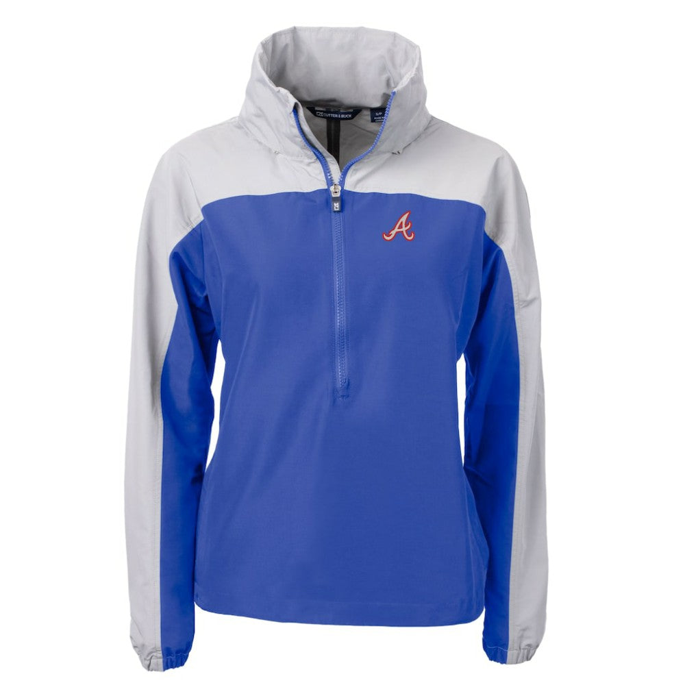Atlanta Braves Cutter & Buck Women's  Charter Eco Recycled Half-Zip Anorak Jacket | MLB Outlet