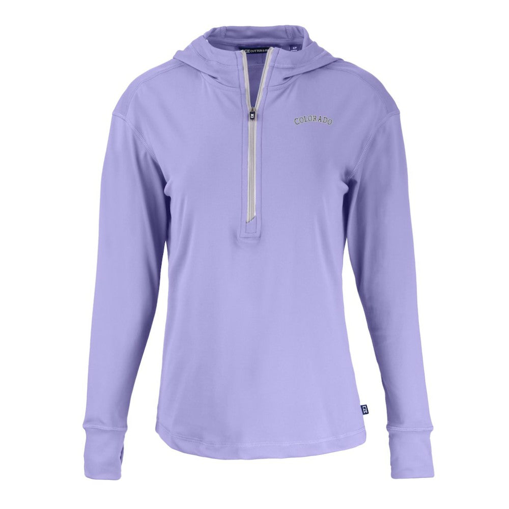 Colorado Rockies Cutter & Buck Women's Daybreak Eco Recycled Half-Zip Hoodie | MLB Outlet