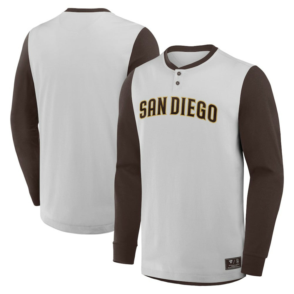 San Diego Padres Fanatics Clubhouse Long Sleeve Henley Shirt | MLB For sale