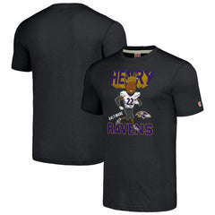 Baltimore Ravens  Derrick Henry  Homage Unisex Caricature Player Tri-Blend T-Shirt