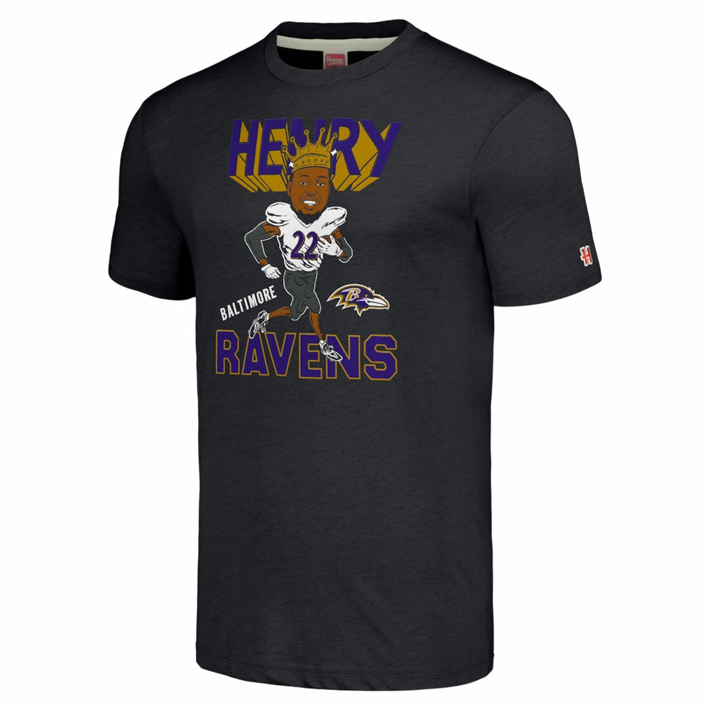 Baltimore Ravens  Derrick Henry  Homage Unisex Caricature Player Tri-Blend T-Shirt