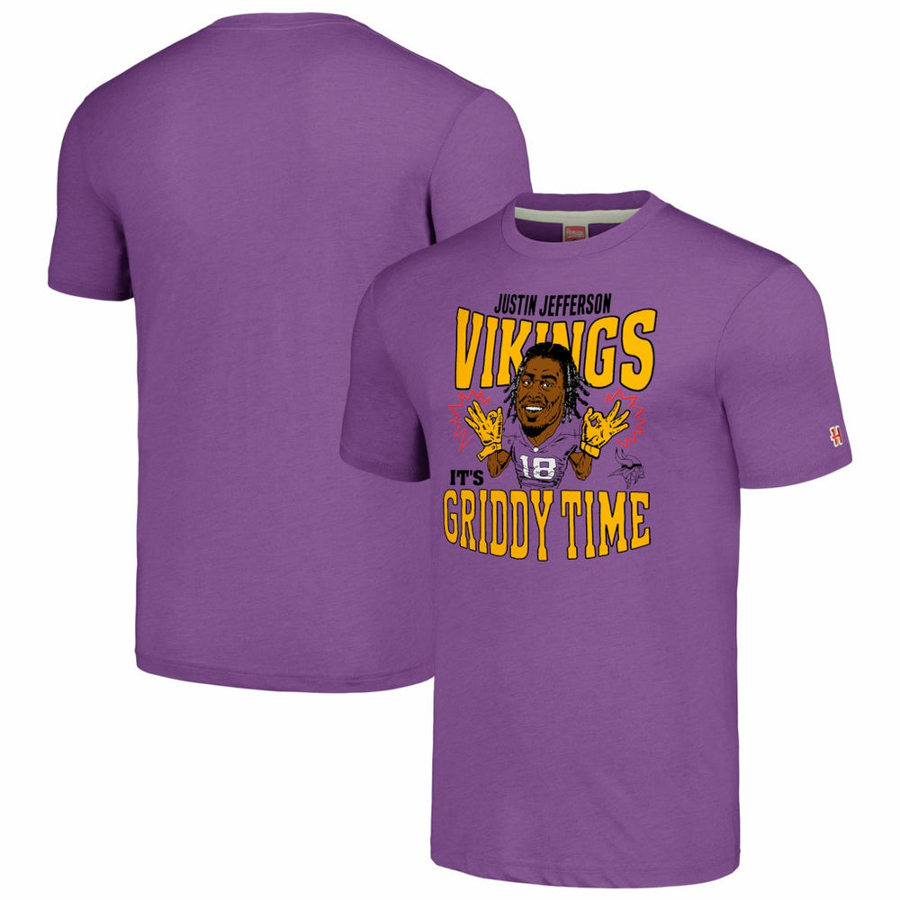 Minnesota Vikings  Justin Jefferson  Homage Unisex Caricature Player Tri-Blend T-Shirt