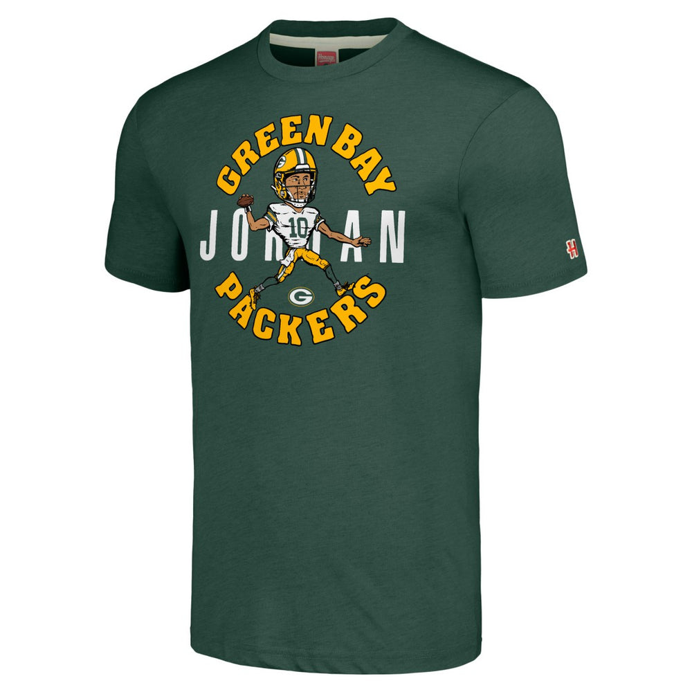 Green Bay Packers  Jordan Love  Homage Unisex Caricature Player Tri-Blend T-Shirt