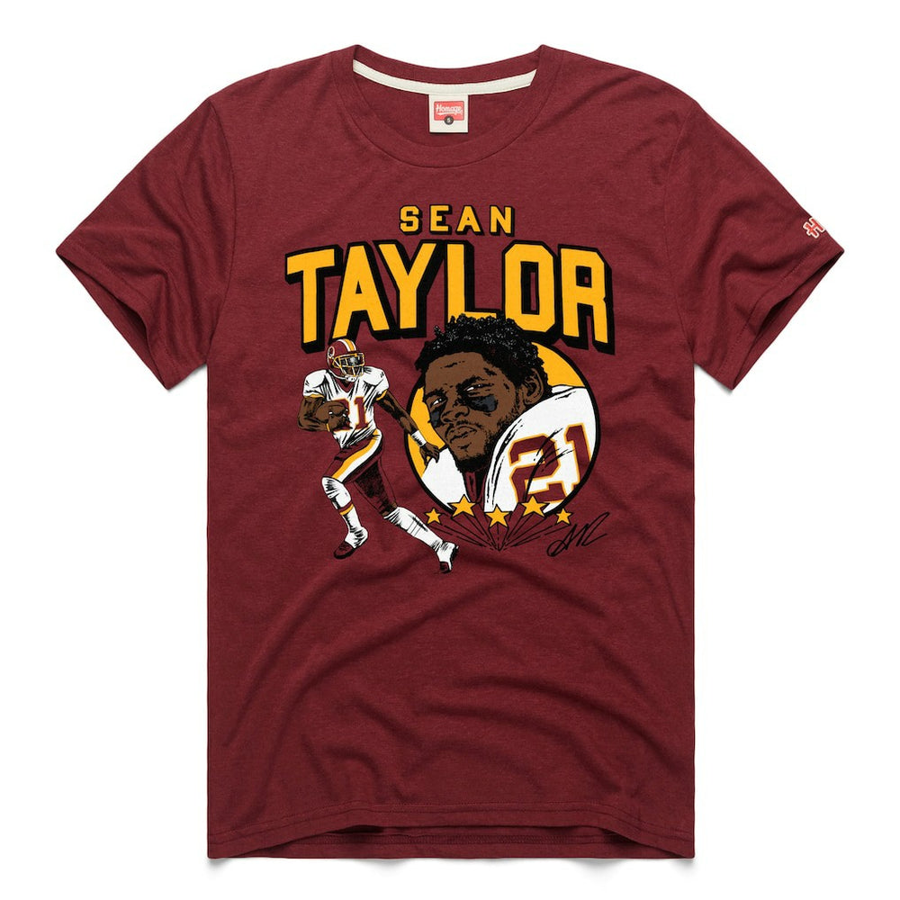 Washington Commanders  Sean Taylor  Homage Caricature Retired Player Tri-Blend T-Shirt