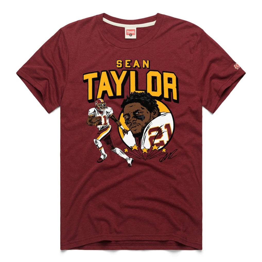 Washington Commanders  Sean Taylor  Homage Caricature Retired Player Tri-Blend T-Shirt