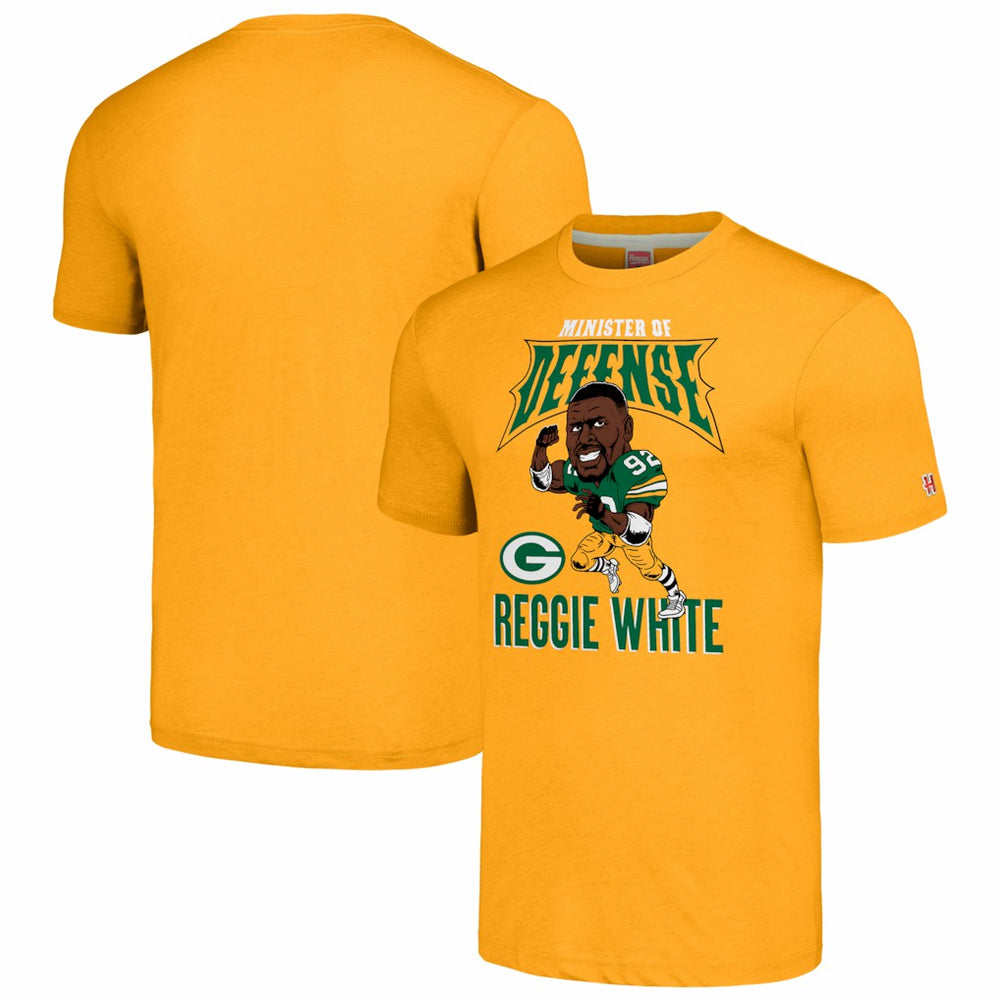 Green Bay Packers  Reggie White  Homage Unisex Caricature Retired Player Tri-Blend T-Shirt