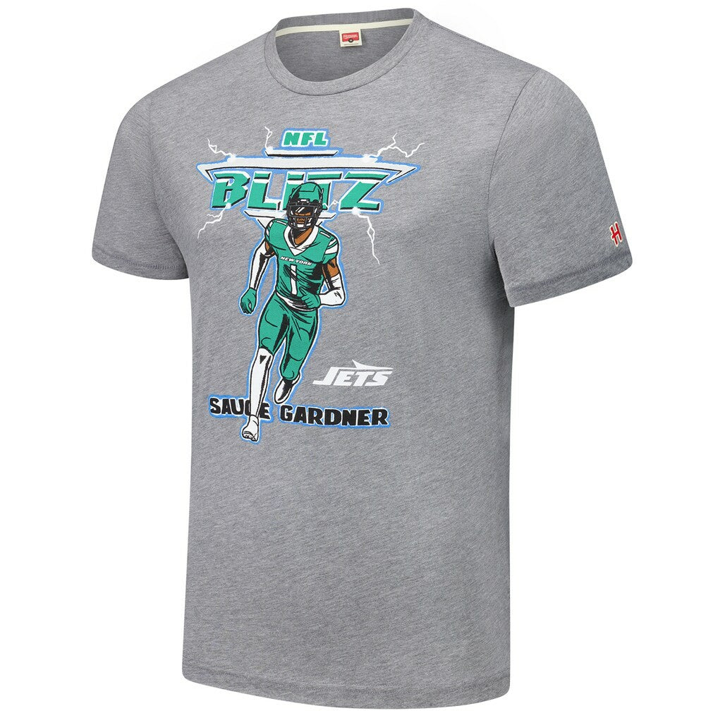 New York Jets  Ahmad Sauce Gardner  Homage Unisex NFL Blitz Player Tri-Blend T-Shirt