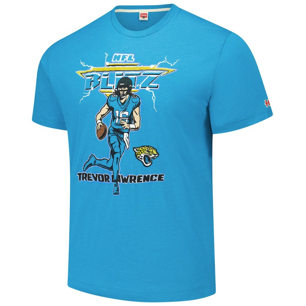 Jacksonville Jaguars  Trevor Lawrence  Homage Unisex NFL Blitz Player Tri-Blend T-Shirt