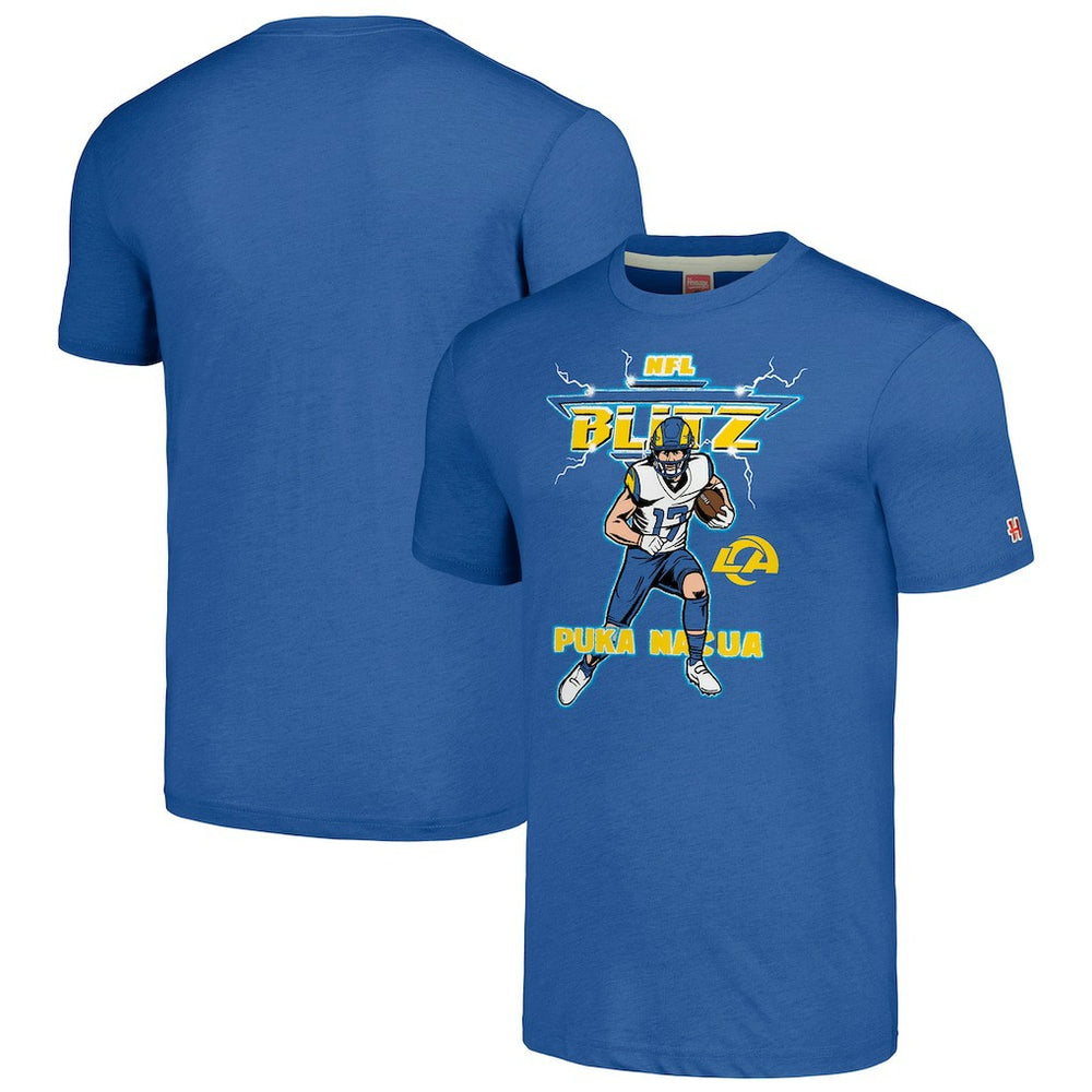 Los Angeles Rams  Puka Nacua  Homage Unisex NFL Blitz Player Tri-Blend T-Shirt