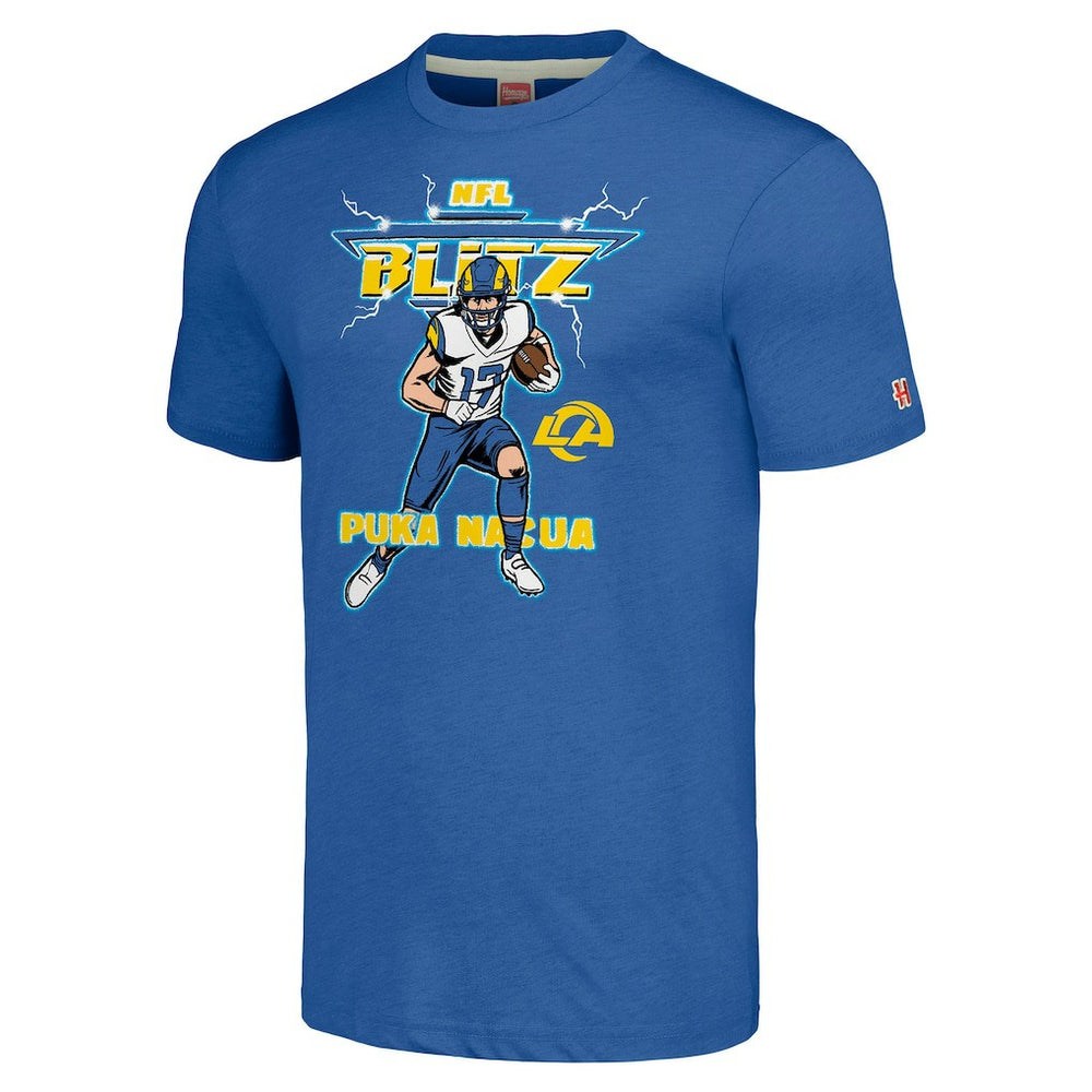 Los Angeles Rams  Puka Nacua  Homage Unisex NFL Blitz Player Tri-Blend T-Shirt