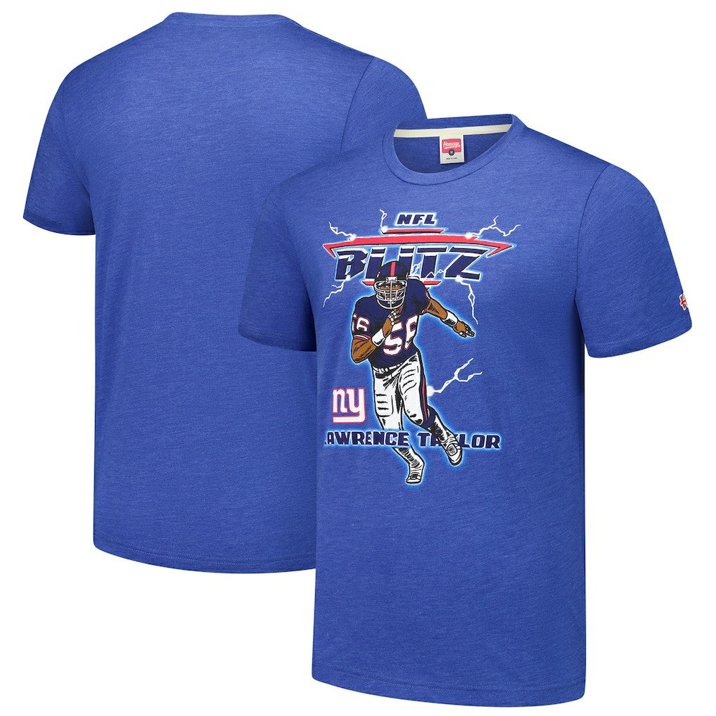 New York Giants  Lawrence Taylor  Homage Unisex NFL Blitz Retired Player Tri-Blend T-Shirt