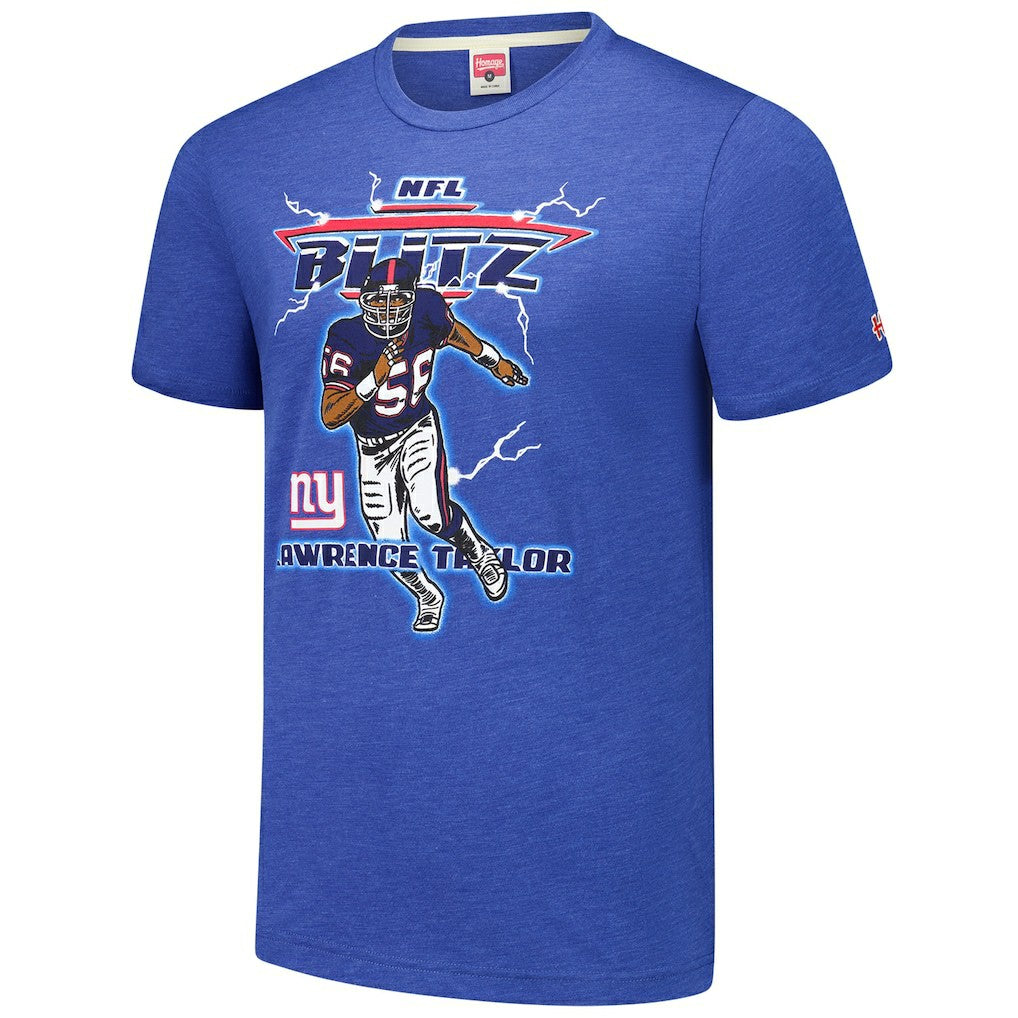 New York Giants  Lawrence Taylor  Homage Unisex NFL Blitz Retired Player Tri-Blend T-Shirt