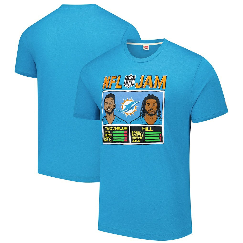Miami Dolphins  Tua Tagovailoa & Tyreek Hill  Homage Unisex NFL Jam Tri-Blend T-Shirt