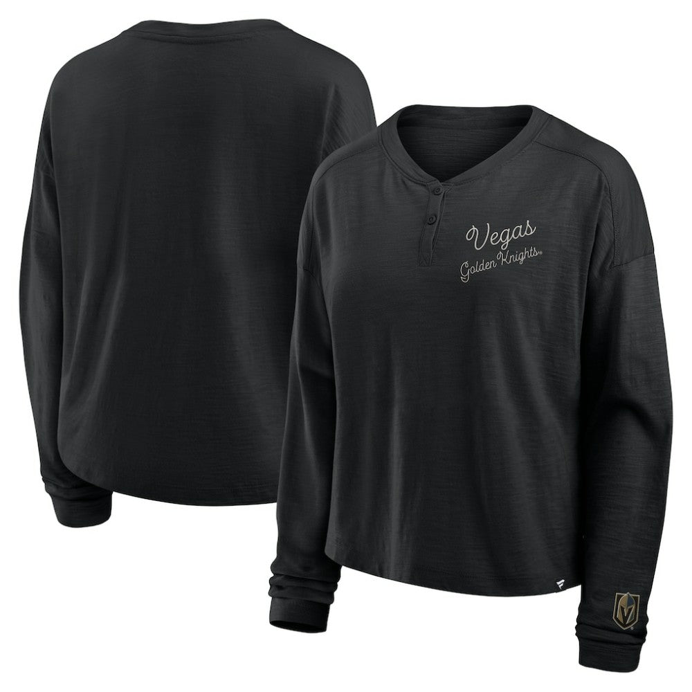 Vegas Golden Knights Fanatics Women's Oversized All Out Effort Long Sleeve Henley T-Shirt Discount
