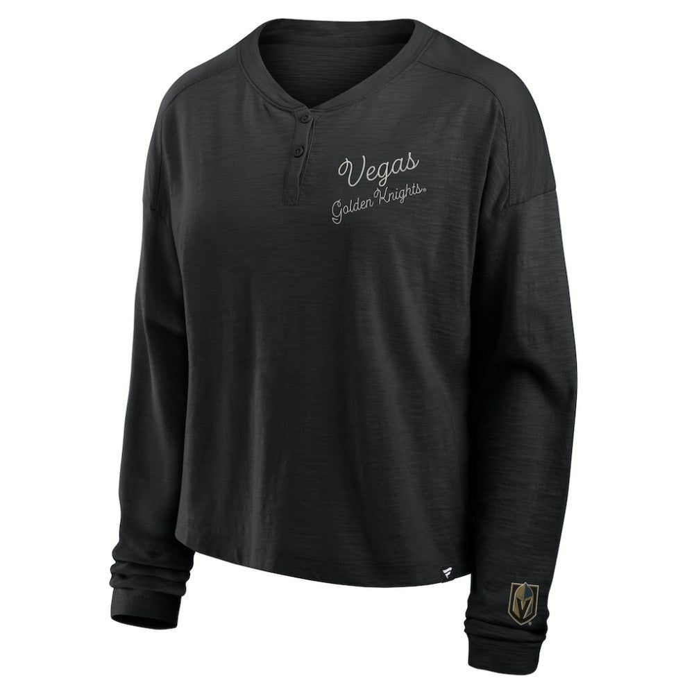Vegas Golden Knights Fanatics Women's Oversized All Out Effort Long Sleeve Henley T-Shirt Discount