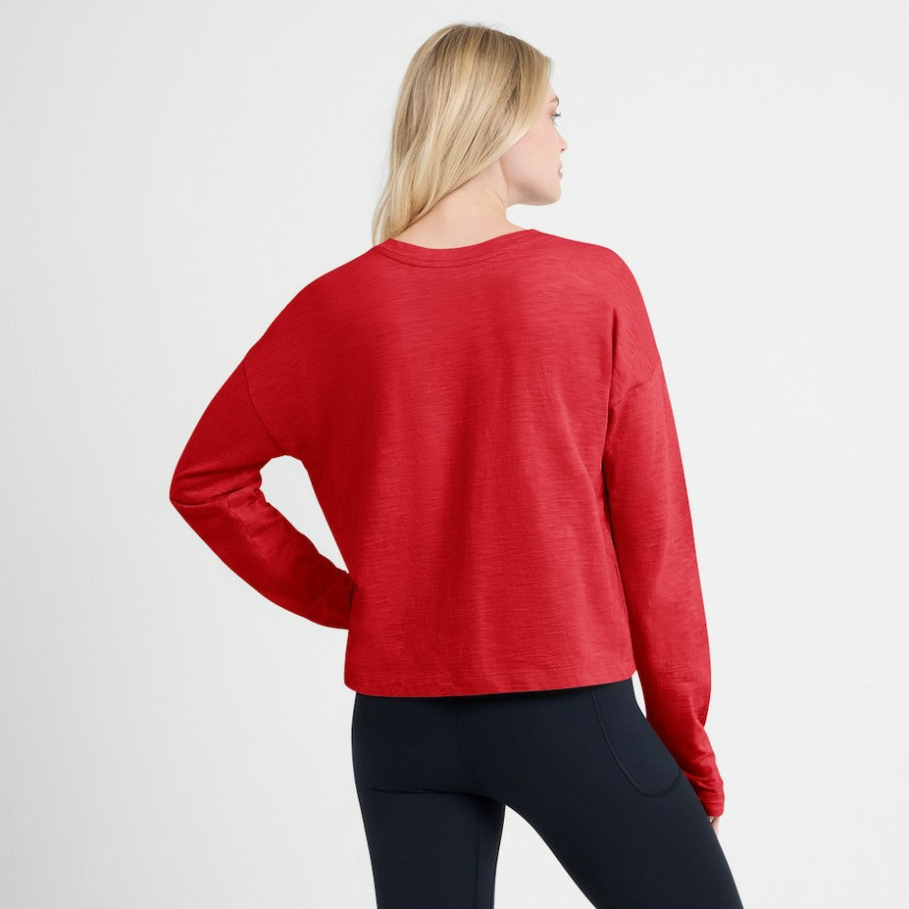 New Jersey Devils Fanatics Women's Oversized All Out Effort Long Sleeve Henley T-Shirt Discount