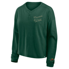 Minnesota Wild Fanatics Women's Oversized All Out Effort Long Sleeve Henley T-Shirt On Sale