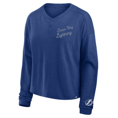 Tampa Bay Lightning Fanatics Women's Oversized All Out Effort Long Sleeve Henley T-Shirt Discount