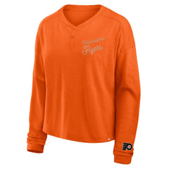 Philadelphia Flyers Fanatics Women's Oversized All Out Effort Long Sleeve Henley T-Shirt Online
