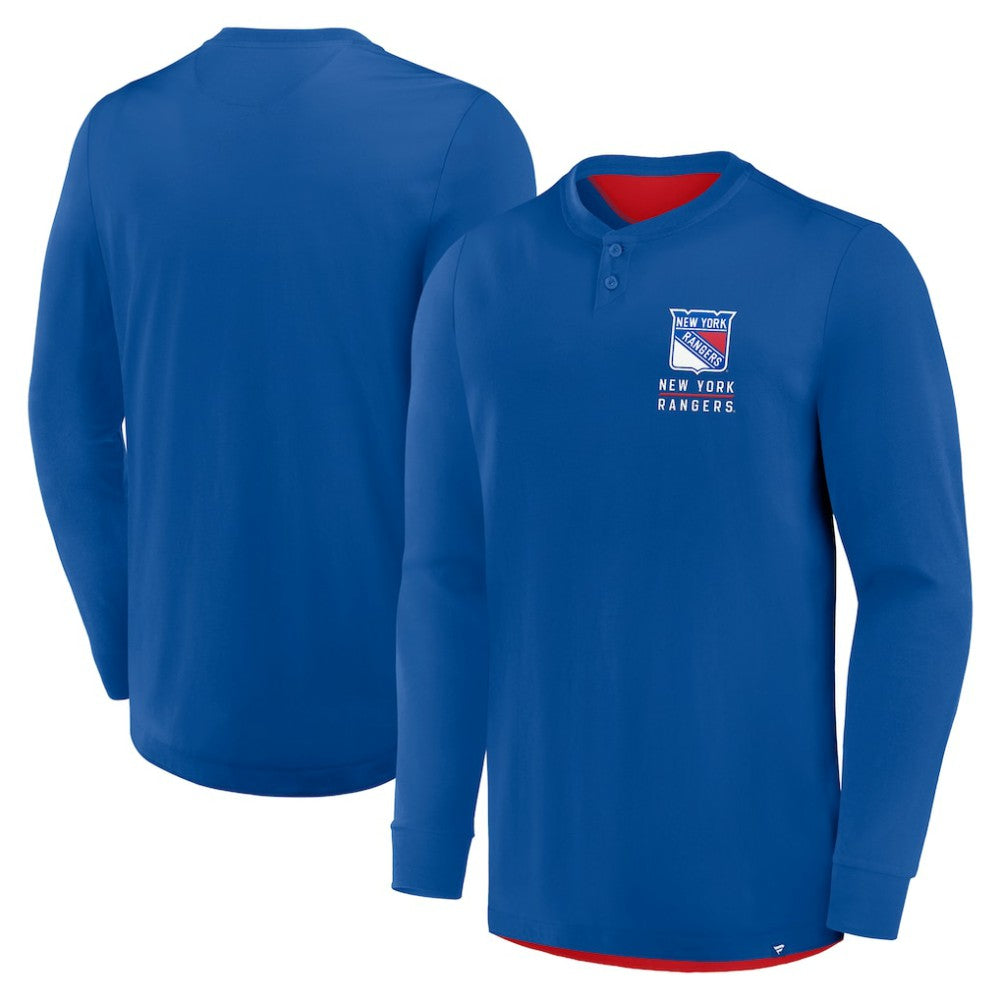 New York Rangers Fanatics Adrenaline Push Long Sleeve Henley Shirt Outlet