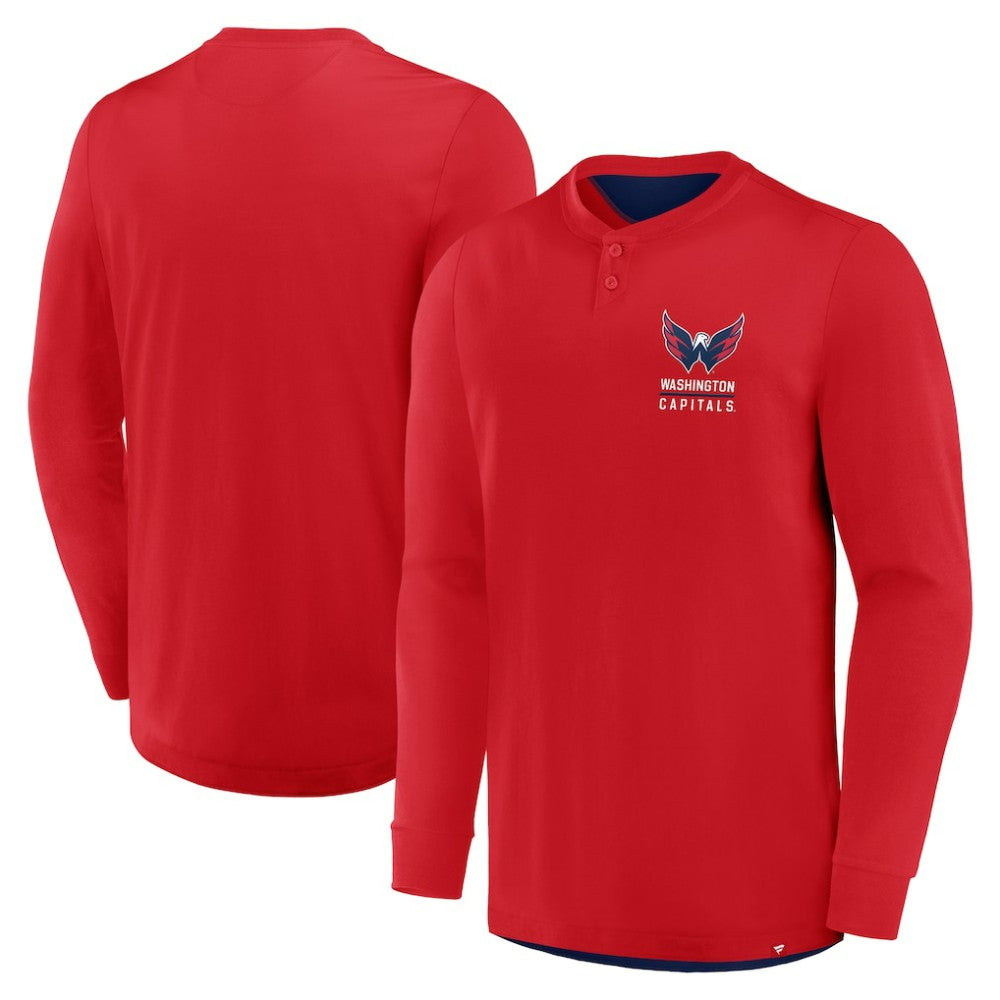 Washington Capitals Fanatics Adrenaline Push Long Sleeve Henley Shirt For Sale