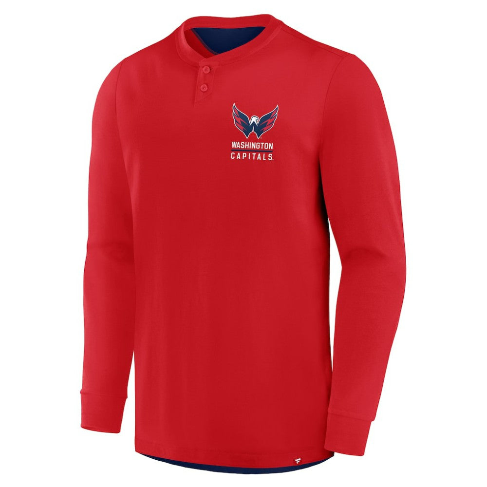 Washington Capitals Fanatics Adrenaline Push Long Sleeve Henley Shirt For Sale