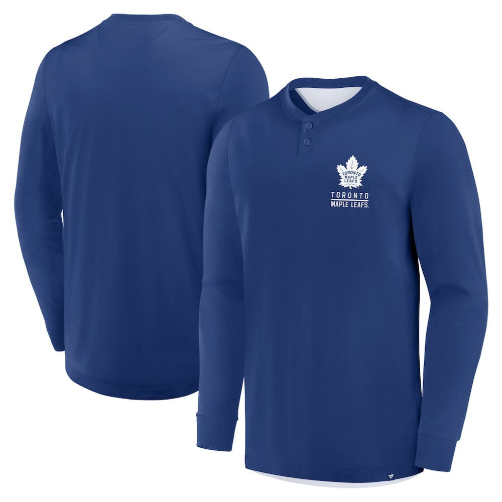 Toronto Maple Leafs Fanatics Adrenaline Push Long Sleeve Henley Shirt On Sale