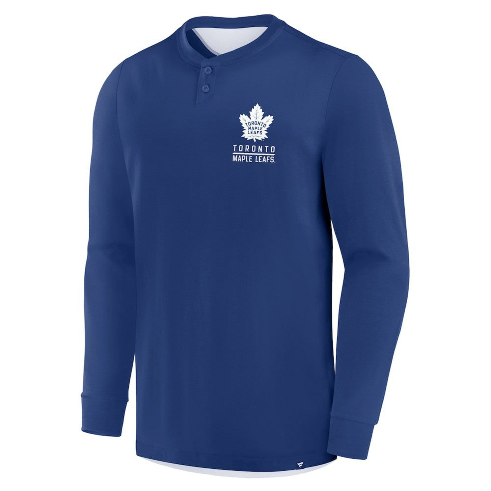 Toronto Maple Leafs Fanatics Adrenaline Push Long Sleeve Henley Shirt On Sale