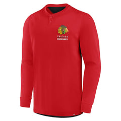Chicago Blackhawks Fanatics Adrenaline Push Long Sleeve Henley Shirt Outlet