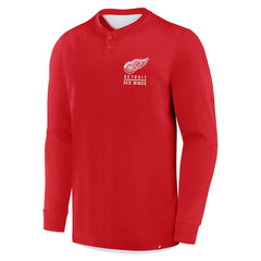 Detroit Red Wings Fanatics Adrenaline Push Long Sleeve Henley Shirt On Sale