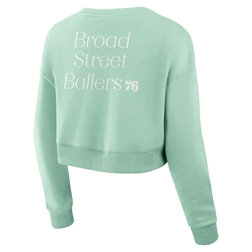 Philadelphia 76ers Women's Studio Tri-Blend Cropped Pullover Sweatshirt For Sale