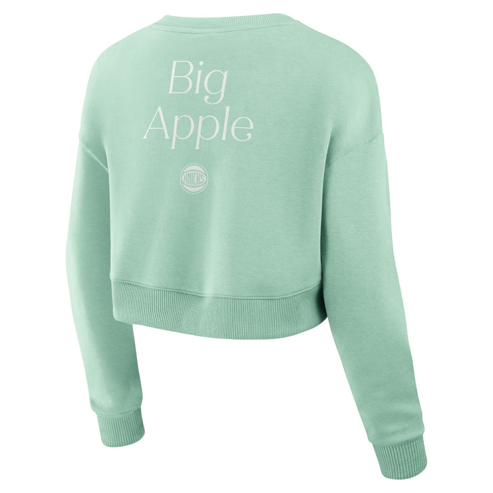 New York Knicks Women's Studio Tri-Blend Cropped Pullover Sweatshirt Online