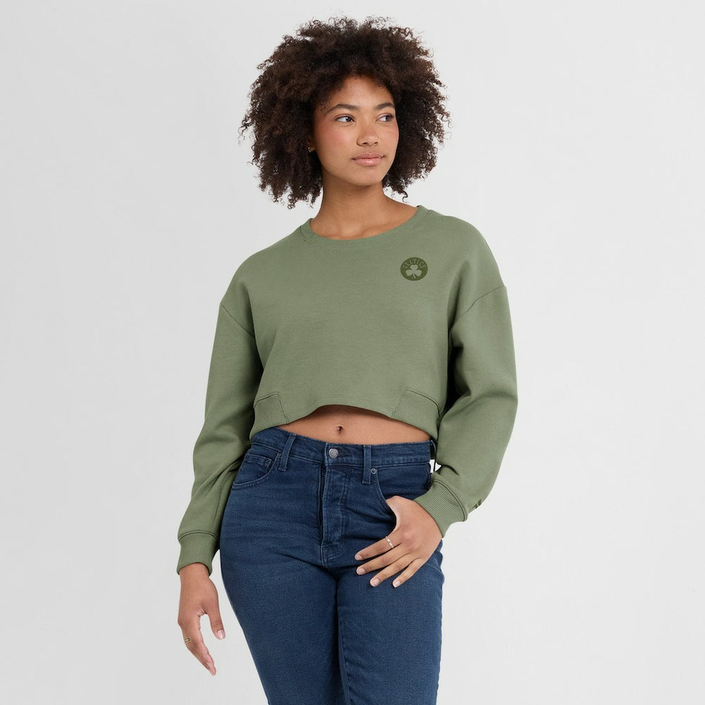 Boston Celtics Women's Studio Tri-Blend Cropped Pullover Sweatshirt Online