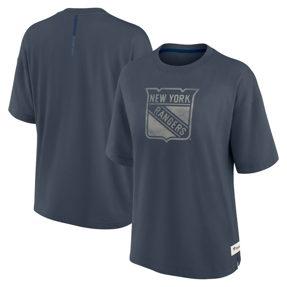 New York Rangers Fanatics Women's Oversized Elements Raw Edge Future Ground T-Shirt Discount