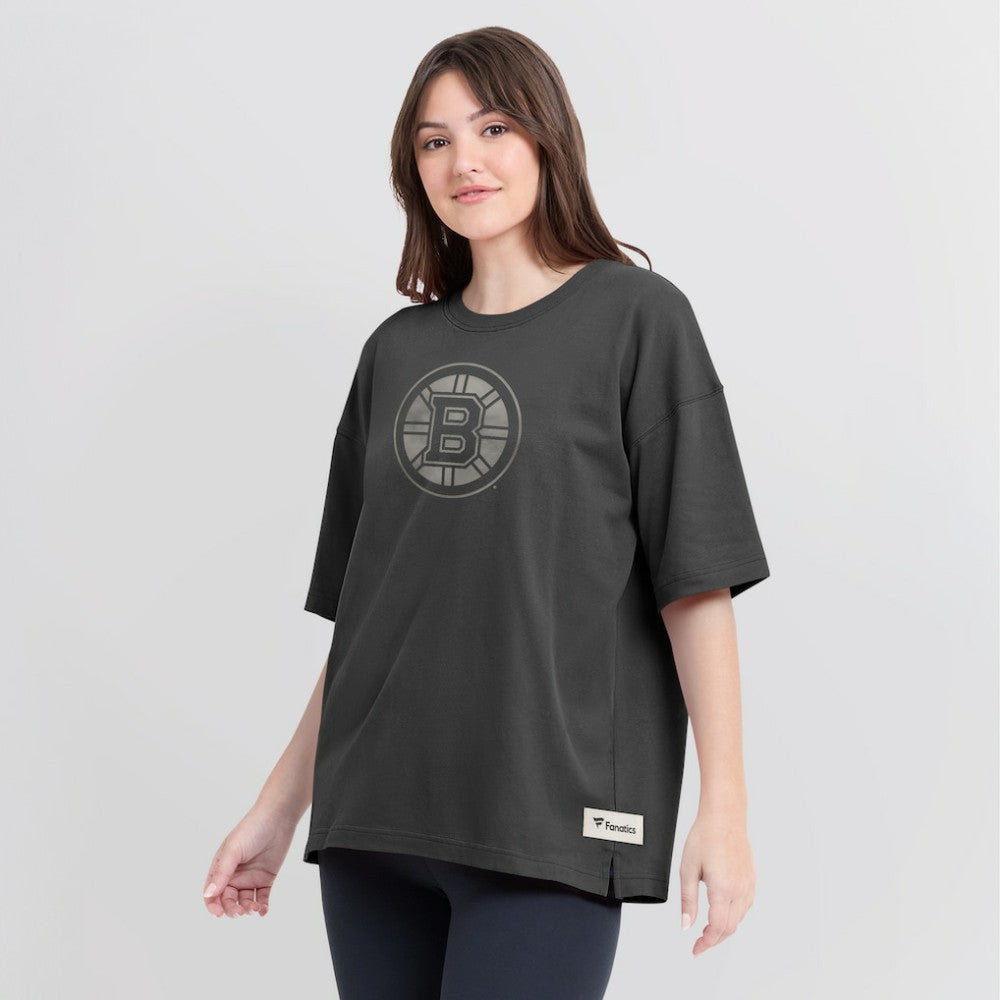 Boston Bruins Fanatics Women's Oversized Elements Raw Edge Future Ground T-Shirt For Sale