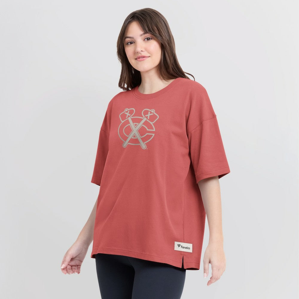 Chicago Blackhawks Fanatics Women's Oversized Elements Raw Edge Future Ground T-Shirt Online