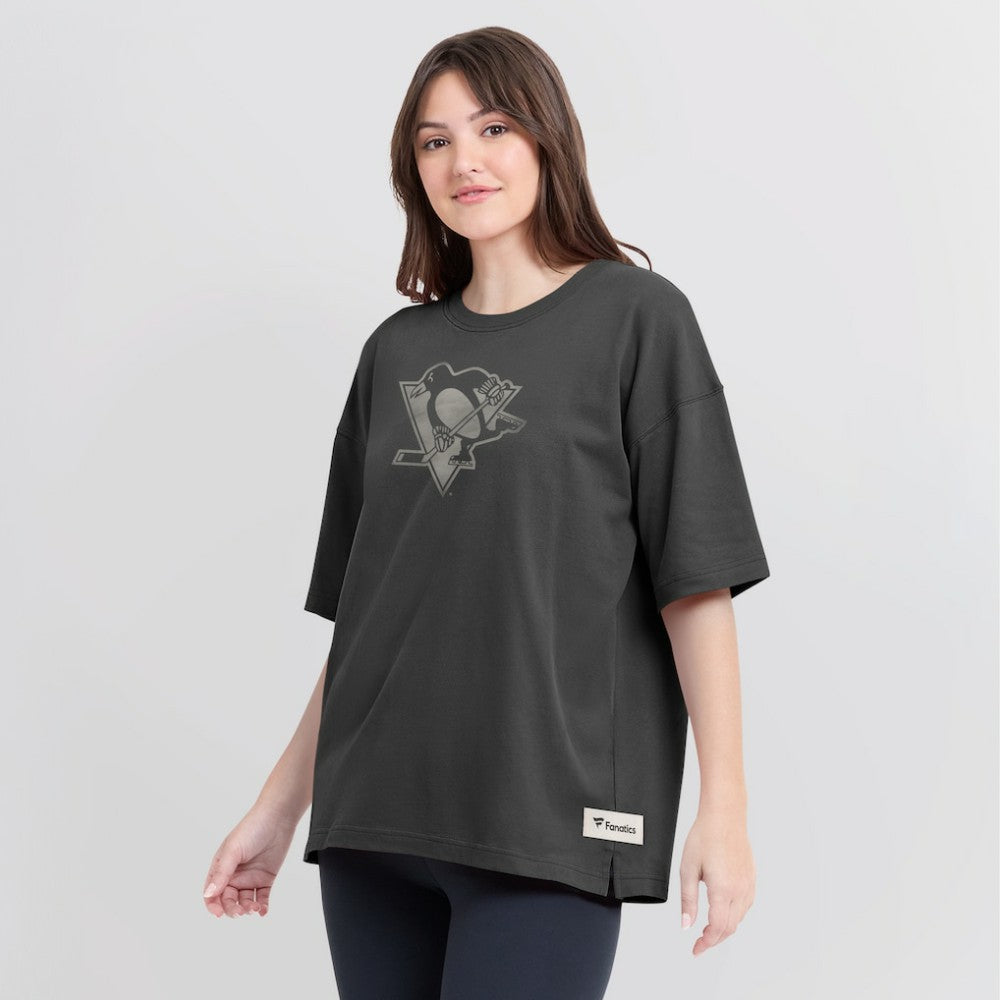 Pittsburgh Penguins Fanatics Women's Oversized Elements Raw Edge Future Ground T-Shirt For Sale