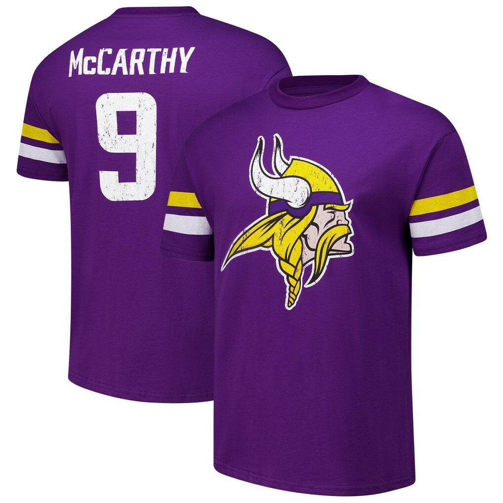 Minnesota Vikings  J.J. McCarthy  Majestic Threads Name & Number Oversized Fit T-Shirt
