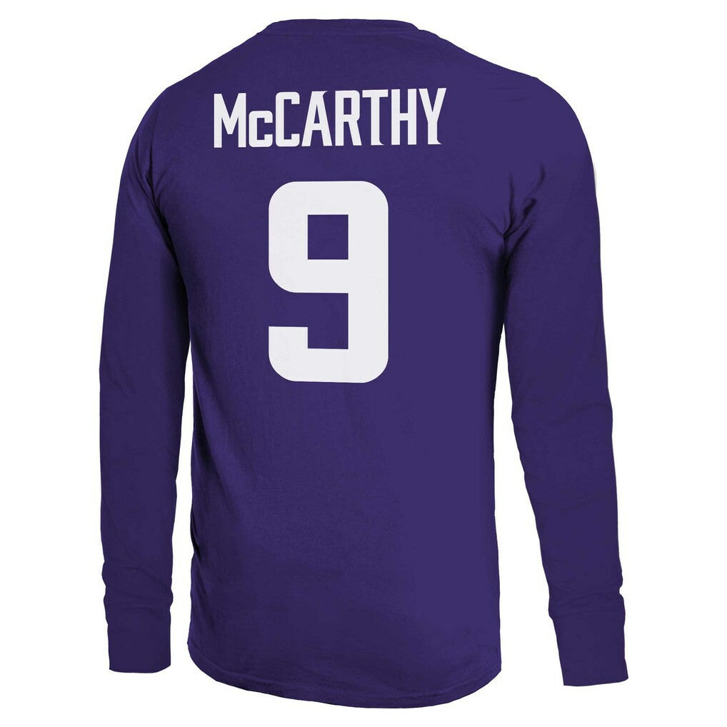 Minnesota Vikings  J.J. McCarthy  Majestic Threads Name & Number Long Sleeve T-Shirt
