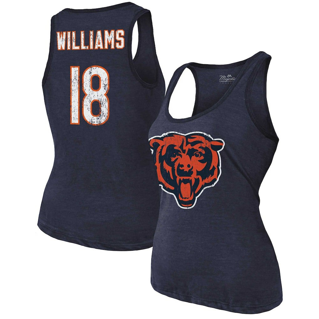 Chicago Bears  Caleb Williams  Majestic Threads Women's Name & Number Tri-Blend Scoop Neck Tank Top
