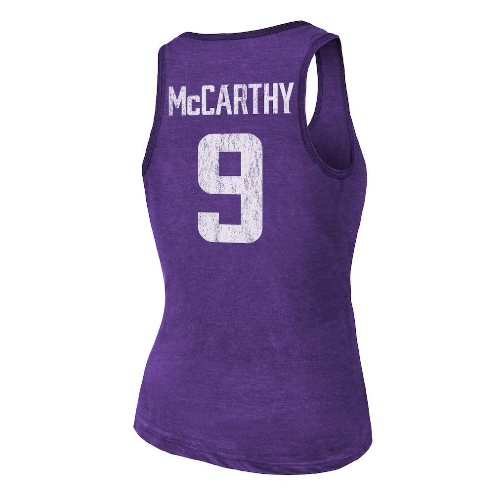 Minnesota Vikings  J.J. McCarthy  Majestic Threads Women's Name & Number Tri-Blend Scoop Neck Tank Top