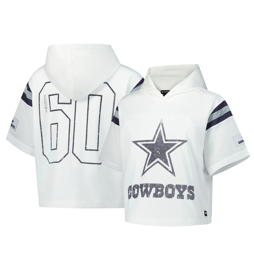 Dallas Cowboys  The Wild Collective Women's Mesh Short Sleeve Hoodie T-Shirt