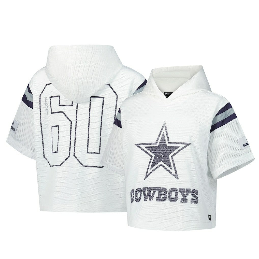 Dallas Cowboys  The Wild Collective Women's Mesh Short Sleeve Hoodie T-Shirt