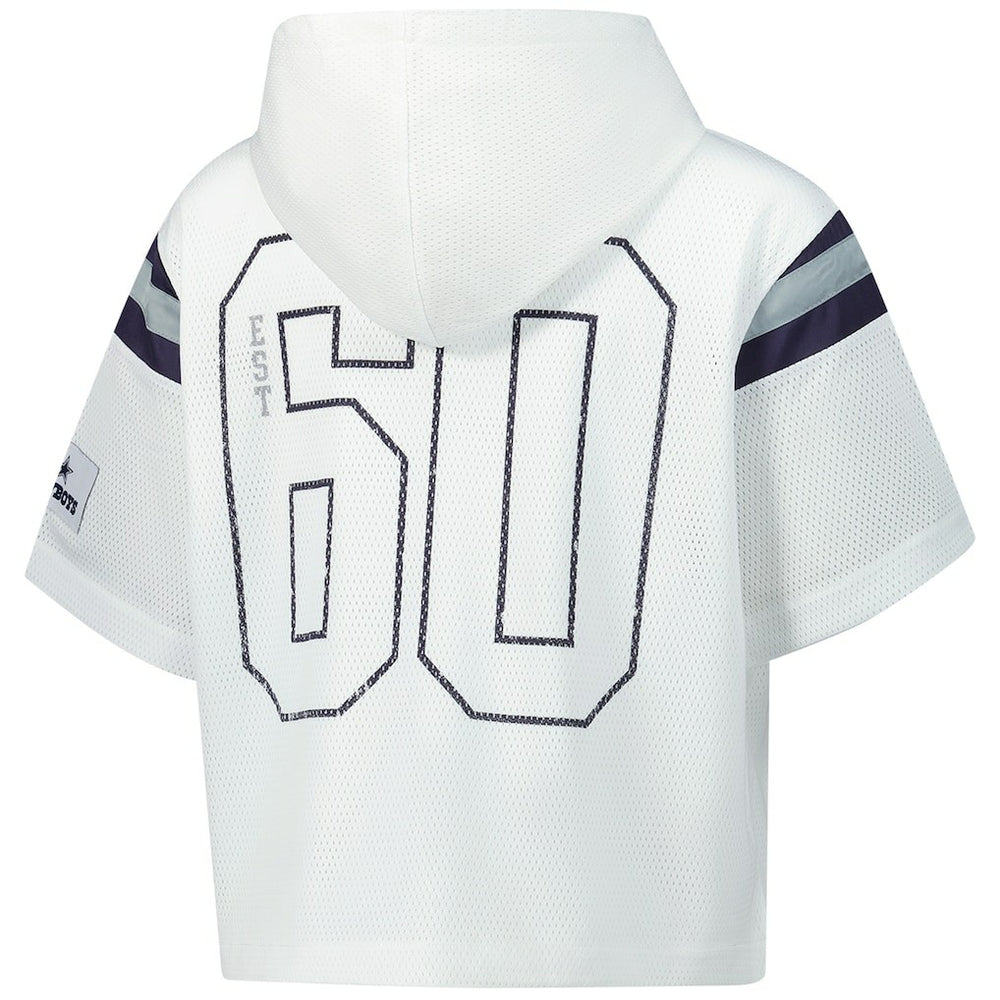 Dallas Cowboys  The Wild Collective Women's Mesh Short Sleeve Hoodie T-Shirt