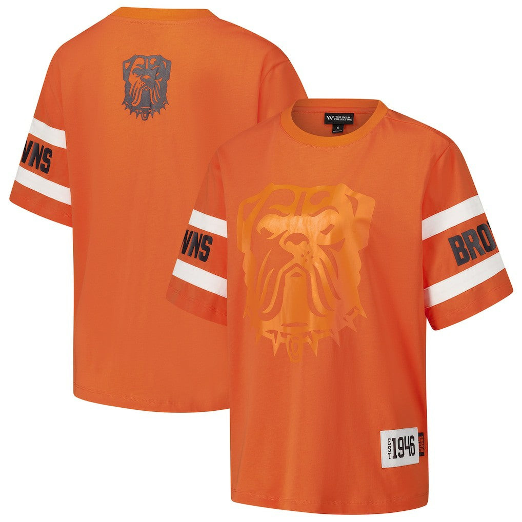 Cleveland Browns  The Wild Collective Women's Drop Shoulder T-Shirt