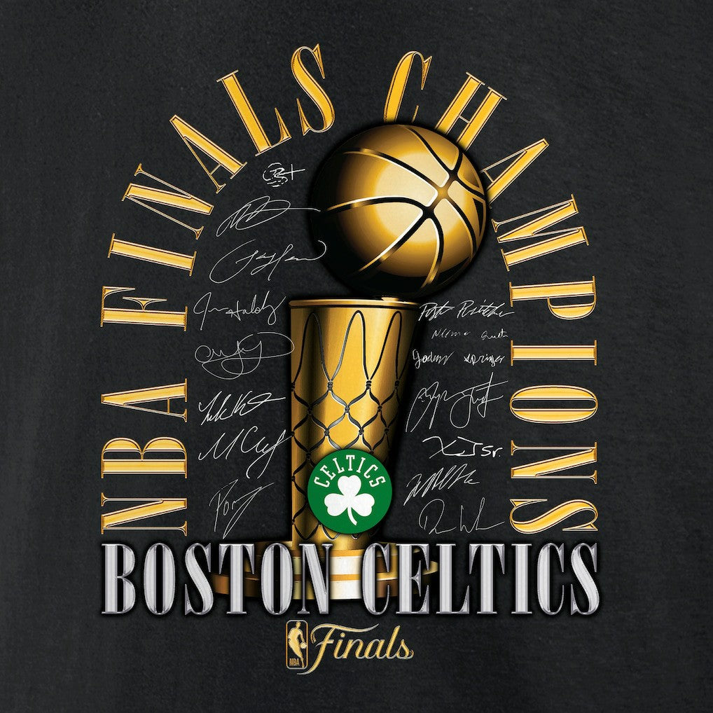 Boston Celtics 2024 NBA Finals Champions Big & Tall Fade Away Jumper Roster Signature T-Shirt Discount