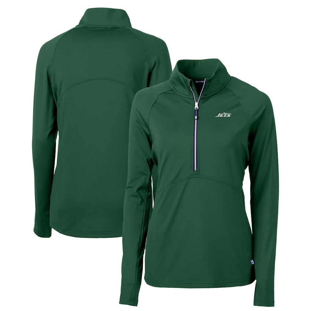 New York Jets  Cutter & Buck Women's Primary Logo DryTec Adapt Eco Knit Stretch Recycled Raglan Half-Zip Top